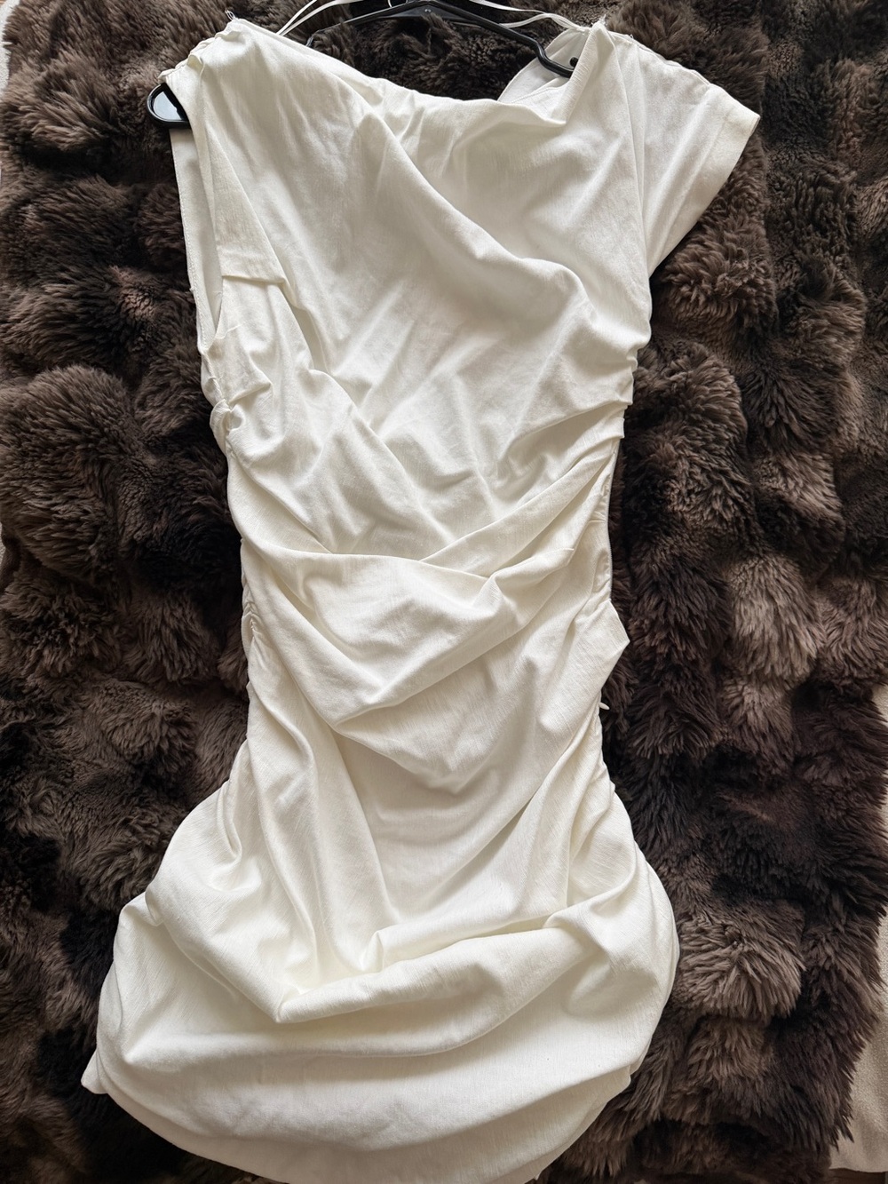 Zara White Ruched Mini Dress